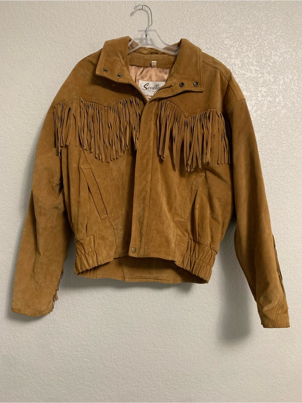 Vtg Scully Suede Fringe Jacket Womens 38/US M Western Rodeo Cowgirl Ranch Tan